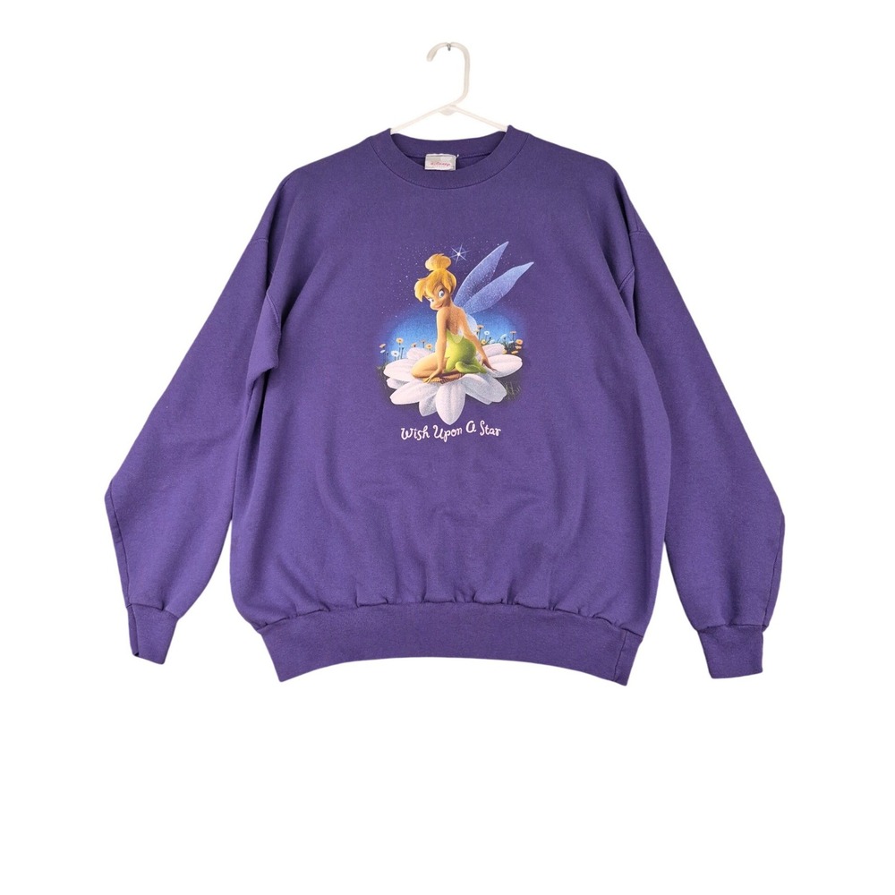 Disney Store Vintage Tinker Bell Wish Upon A‎ Star Purple Sweatshirt Mens L